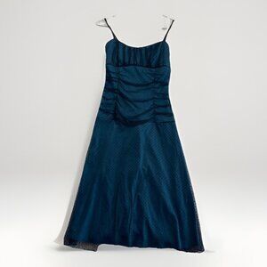 Y2K Le Chateau Party Cocktail Sheer Blue Dress Glam Romantic Goth Fairy 2000's